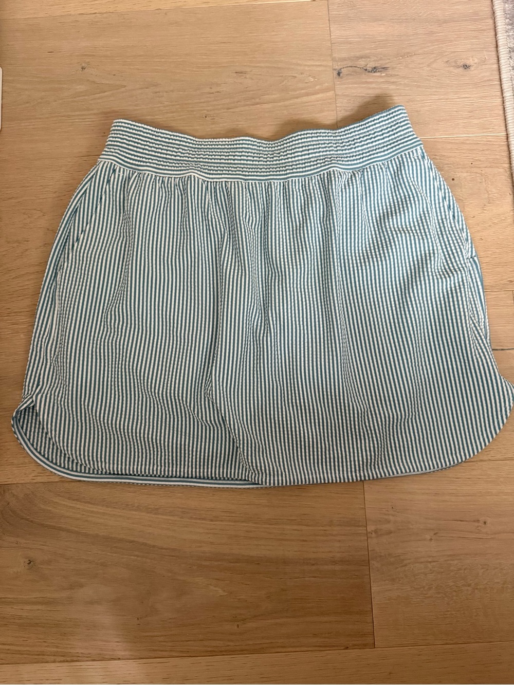 Fairway & Greene Green and White Striped Mini Skirt